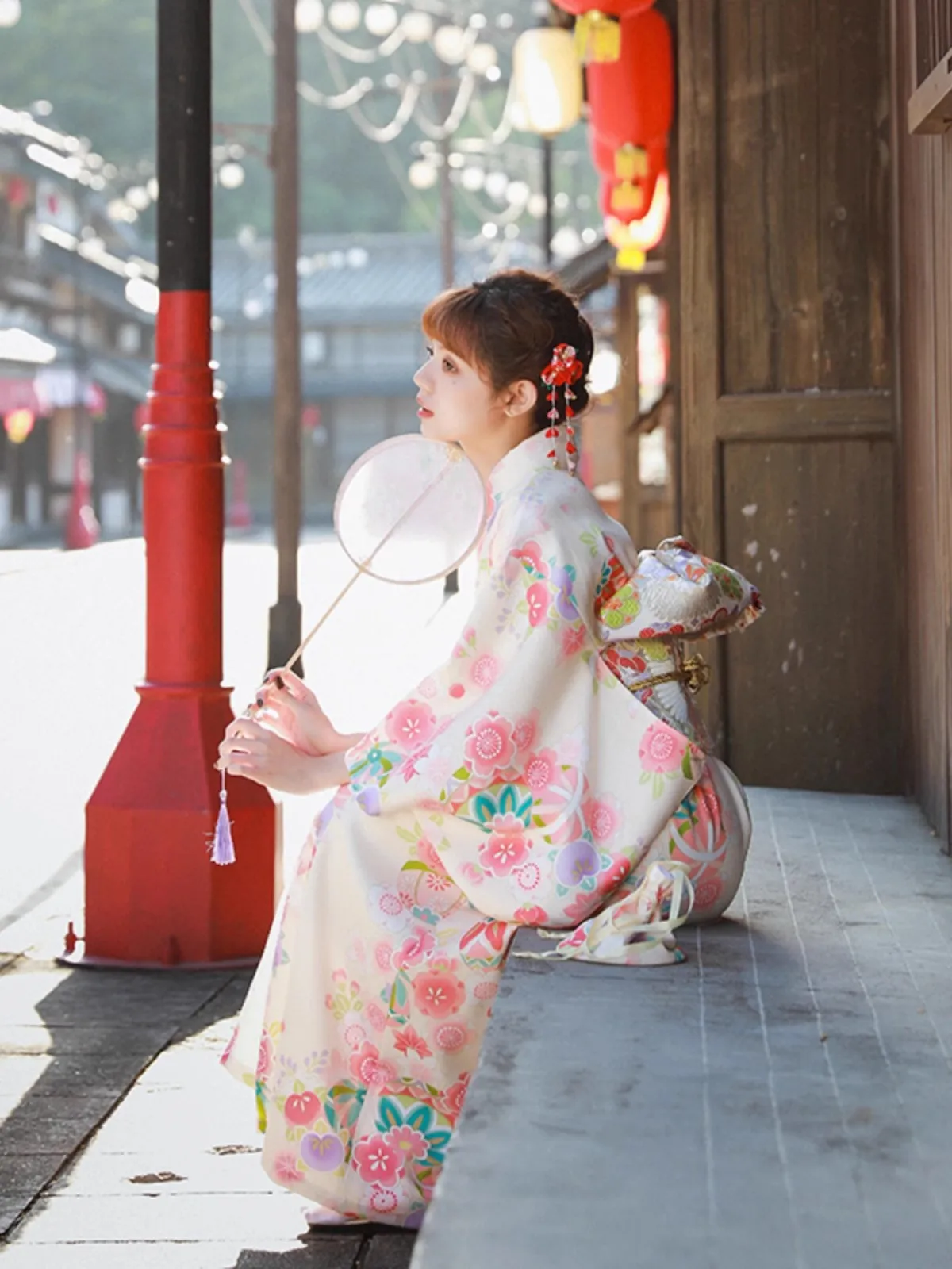Photography Lighting For Clothing - Damskie zmodyfikowane kimono z torebką Poliester