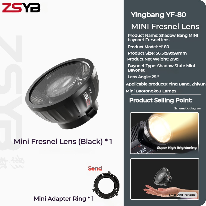Fresnel Lens Attachment - Soczewka Fresnela ZSYB YF-80, efekt 9-krotnego